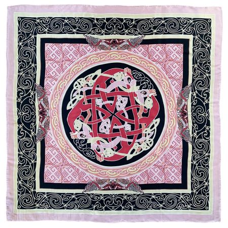 Celtic Elegance Silk Scarf - Baby Pink & Beige