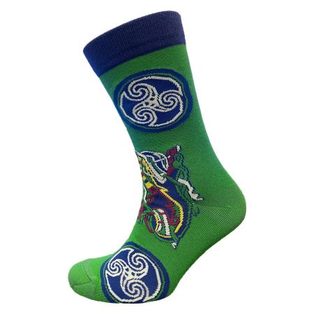Celtic Motif Men's Socks - Green & Navy 