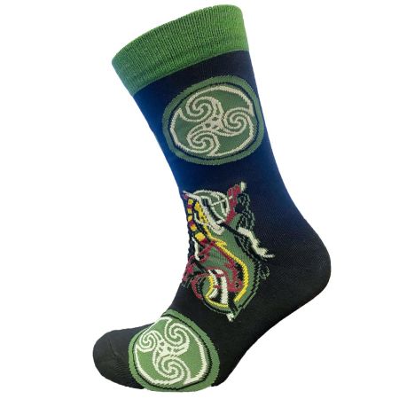 Celtic Motif Men's Socks - Black & Bottle Green 