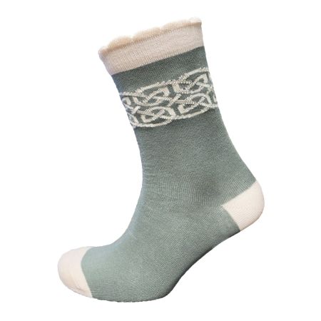 Celtic Knot Thyme Green & Cream Ladies Socks
