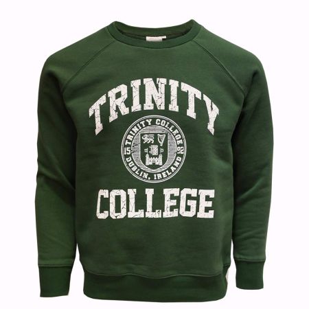Trinity College Dublin Crest Sweatshirt Bottle Green & White