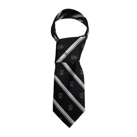 Trinity Crest Silk Tie -  Black & Grey
