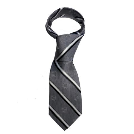Trinity Crest Stripe Silk Tie - Grey
